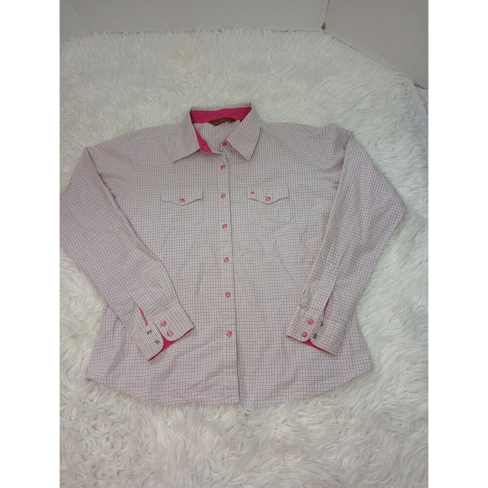 Aura by Wrangler Western Shirt Women's Pink Pearl Snap Sz M